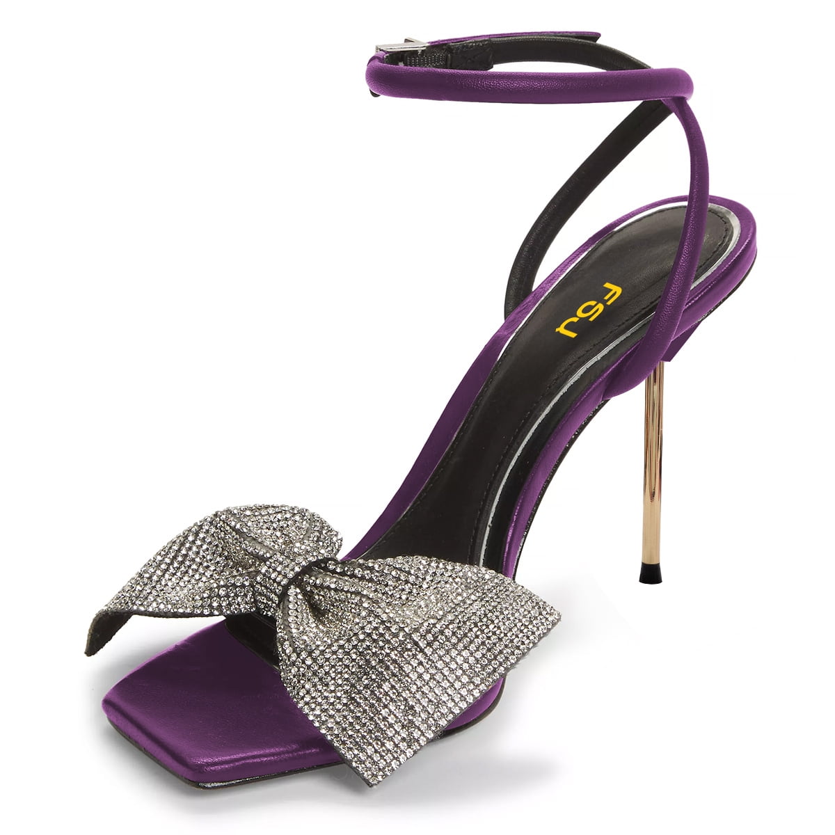 lilac satin square toe ankle strap dress sandals Lilac Wedding Shoes