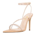 thumbnail image 1 of FSJ Women Sexy Rhinestones Pointed Open Toe Strappy Sandals Stiletto High Heel Studded Rivets Pumps Party Wedding Shoes Size 5.5 Nude, 1 of 3