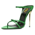 thumbnail image 1 of FSJ Women Sexy Slip on Stiletto High Heels Cross Strap Open Almond Toe Mules Fashion Dressy Party Slide Sandals Size 5.5 Green, 1 of 4