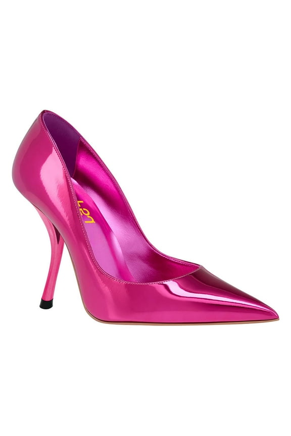 Women Shiny Pointed Toe Patent Pumps Slip on Stiletto High Heels Sexy Party Prom Work Shoes Size 13 Fuchsia