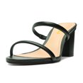 thumbnail image 1 of FSJ Women Simple Round Open Toe Sandals Two Strap Slide Mules Slip On Block Chunky Mid Heels Pumps Casual Daily Shoes Size 8.5 Green, 1 of 4