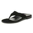 thumbnail image 1 of FSJ Women Simple Slide Flip Flops Thong Sandals T-Strap Flat Slip On Slippers Casual Comfort Vacation Summer Day Outfit Shoes Size 8 Black Suede, 1 of 5