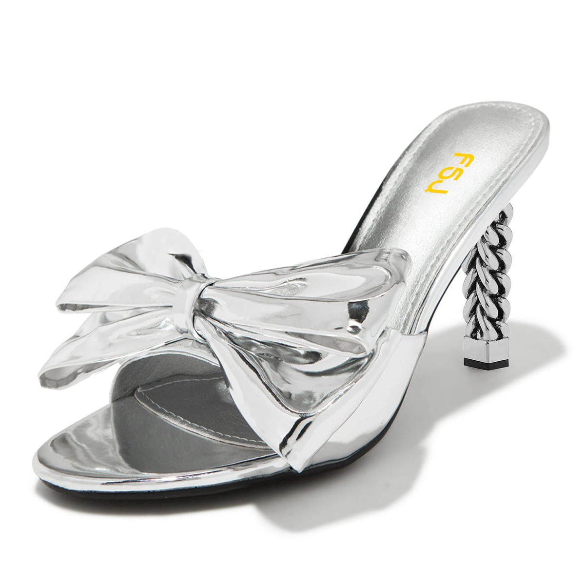 MERRORI Women's Slip On Square Toe Patent Chunky High Heel Pumps, 3.3 Inch Block Heel
