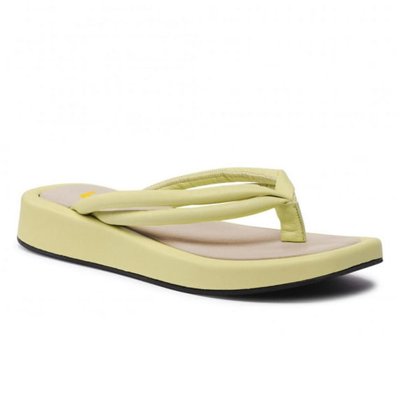 FSJ Women Split Square Toe Flip Flops Soft Insole Flats Slip on Slippers Summer Beach Indoor Flatform Sandals Size 6.5 Khaki