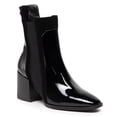 thumbnail image 1 of FSJ Women Square Toe Side Zipper Booties Mid Block Chunky Heel Ankle Boots Comfortable Work Daily Walking Shoes Size 4 Black, 1 of 5