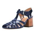 thumbnail image 1 of FSJ Women Stylish Square Closed Toe Gladiator Sandals Fisherman Mid Chunky heel Pumps Party Work Dress Daily Wear Buckle Shoes Size 7.5 Blue, 1 of 4