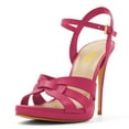 thumbnail image 1 of FSJ Women Stylish Strappy Round Open Toe Ankle Strap Sandals Platform Stilettos High Heel Formal Events Parties Shoes Size 6.5 Pink, 1 of 4