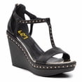 thumbnail image 1 of FSJ Women T-Strap Studded Wedge High Heels Open Toe Platform Back Zipper Sandals Fashion Cocktail Party Summer Shoes Size 6.5 Black, 1 of 5