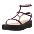 thumbnail image 1 of FSJ Women Vacation Espadrille Platform Low Heel Gladiator Round Open Toe Sandals Ankle Strappy with Buckle Comfortable Shoes Size 9 Purple, 1 of 4