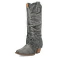 thumbnail image 1 of FSJ Women Western Fold Over Cowboy Knee High Boots Sparkly Rhinestone Round Closed Toe Chunky Mid Heel Boots Cowgirl Casual Shoes Size 10.5 Gray, 1 of 4