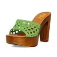 thumbnail image 1 of FSJ Women Woven Round Open Toe Sandal Platform Chunky High Heel Slip On Mule Comfortable Holiday Summer Slippers Slide Shoes Size 13 Green, 1 of 1