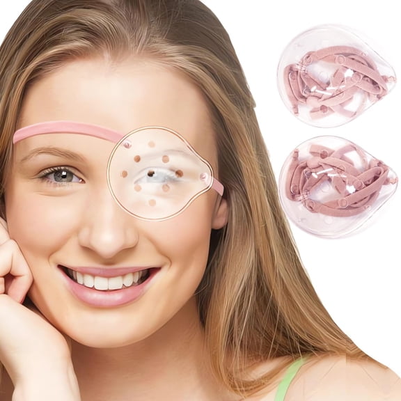 FSJLT 2pcs Eye Shield,Breathable Clear Hard Shields Protective Eye Patch Work Safety Eye Protection with Elastic Strap (Pink)