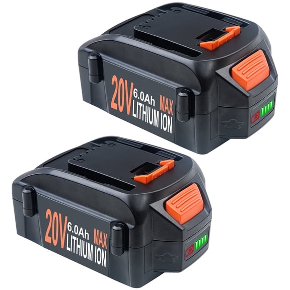 FSKE 20V 6.0Ah Battery Replacement for Worx 20V Battery WA3525 WA3578 WA3575 WA3520 20 Volt WA3520 WG151s WG155s WG251s WG255s WG540s WG545s WG890 WG891 Cordless Tool Battery (2 Packs)