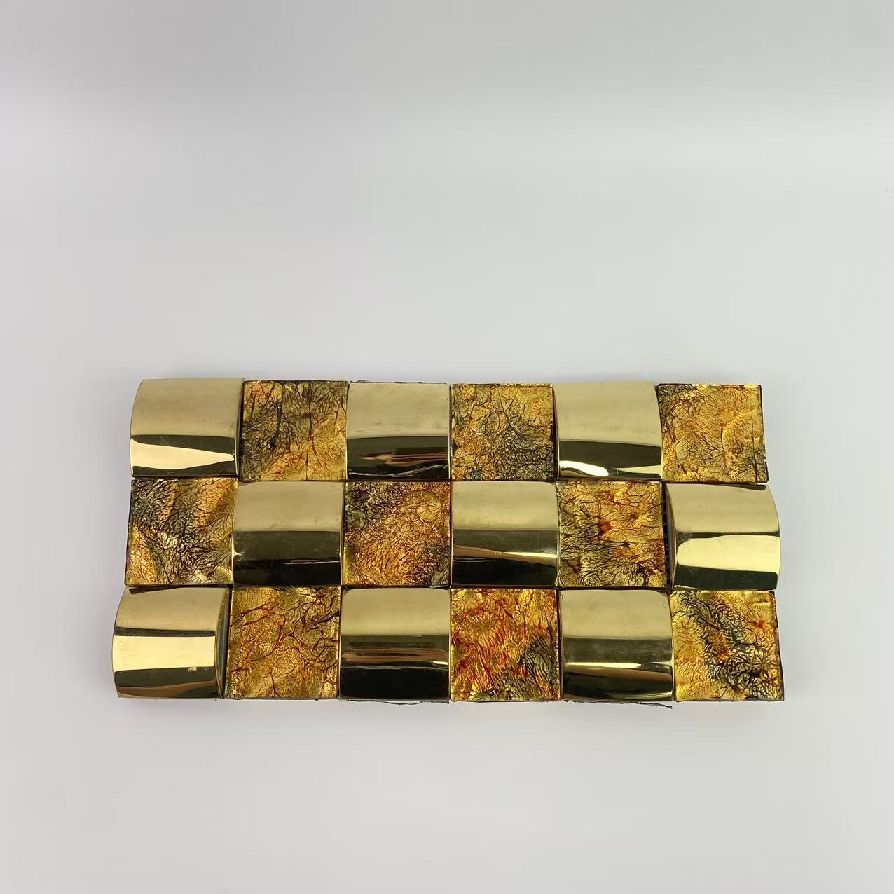 FSL Ceramic tiles,with Metal Brass Subway Mosaic Tiles Polished for Kitchen Bathroom Backsplash