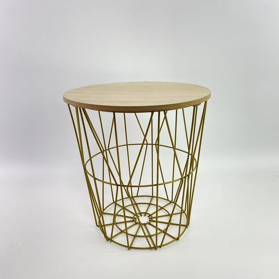 FSL Furniture,Nesting Coffee Table,Nesting Coffee Table with Storage,Home Nesting End Tables with Wood Tops and Metal Wire Basket, Round Metal Basket NestingTables with Storage
