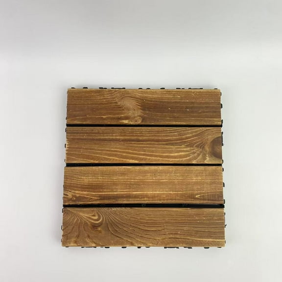 FSL Wooden flooring,Acacia Wood Flooring Interlocking Deck Tiles for Patio Decor 4 Slats - Waterproof Indoor & Outdoor Decor - Balcony Garden Decking Tile