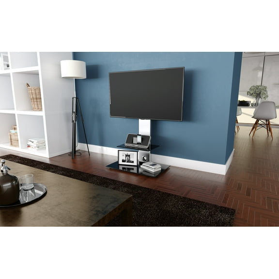 FSL700LES-A Lesina TV Floor Stand with TV Mounting Column for 32" to 65" TVs, Silver and Black