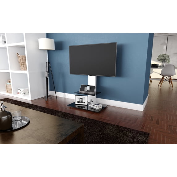 FSL700LESW-A Lesina TV Floor Stand with TV Mounting Column for 32" to 65" TVs, White and Black