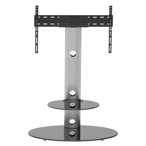 FSL800LUS-A Lugano TV Stand with Mount for TVs up to 65", Black Shelves and Silver Column