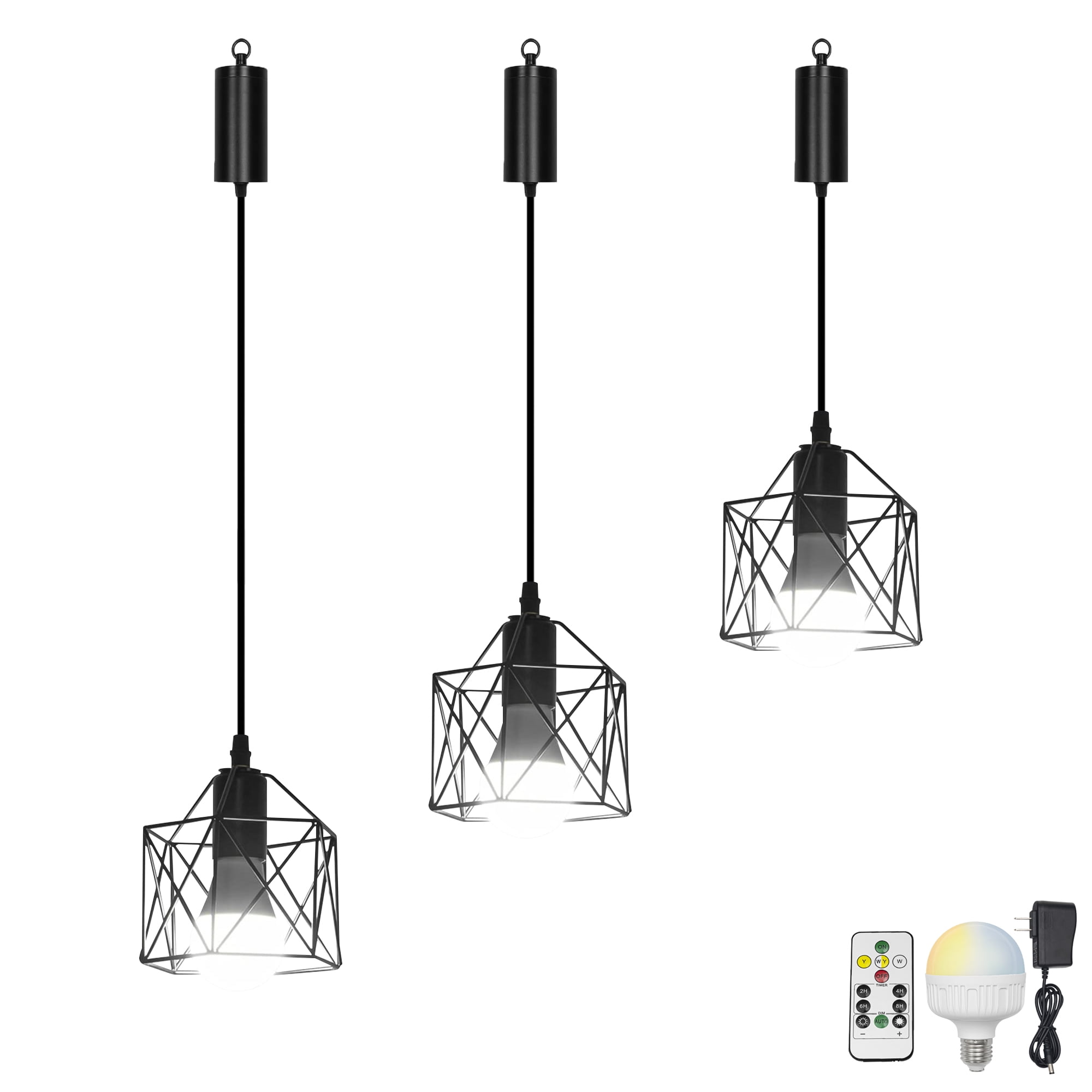 Led Cage FSLIVING Modern Adjustable 3-Light LED Cage Pendant Light - Walmart.com
