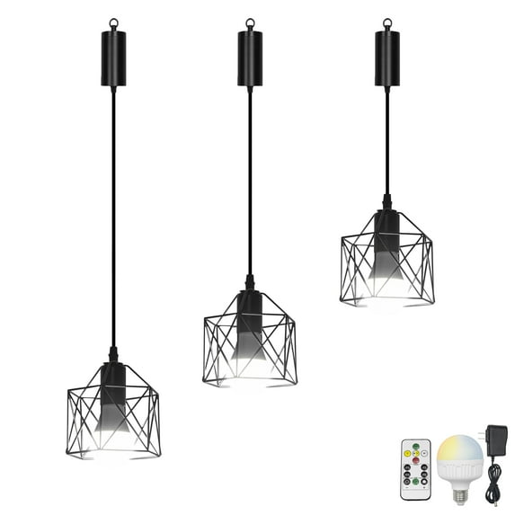 FSLIVING Modern Adjustable 3-Light LED Cage Pendant Light