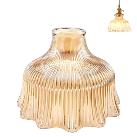 FSLiving 1-Pack 6.7" Amber Glass Water-drop Lamp Shade Replacement, Brown Flower Bell Glass Cover, DIY Torchiere Shade Decorative for Pendant Light Table Lamp Swag Ceiling Lamp Wall Sconce