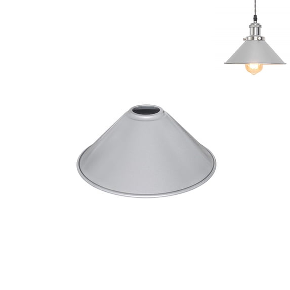 FSLiving 1-Pack 8.7" Industrial Vintage Metal Bulb Guard Iron Cone Hanging Ceiling Holder DIY Light Shade Decorative Replacement Lamp Shade for Pendant Light Table Lamp Wall Sconce - Chrome