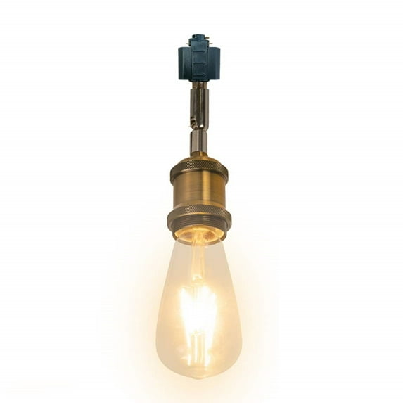 FSLiving 1-Pack Retro Vintage Style Adjustable Titl Angle H-Type Track Head Lighting Brass E26 Base Track Light Fixture for Gallery Loft Aisle Living Room Kitchen Bulb and Track Not Included