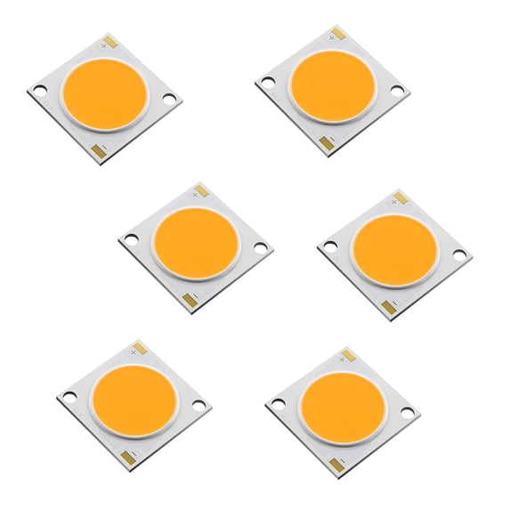 FSLiving 100W DIY LED COB Chip Replacement High Power Bead Light Lamp Bulb 3000K Warm White 130LM DC35-36V,19mmx19mm 6 PCS Aluminum LED Bulb Surface Mounted for Camper Light Bulb,Home Reading