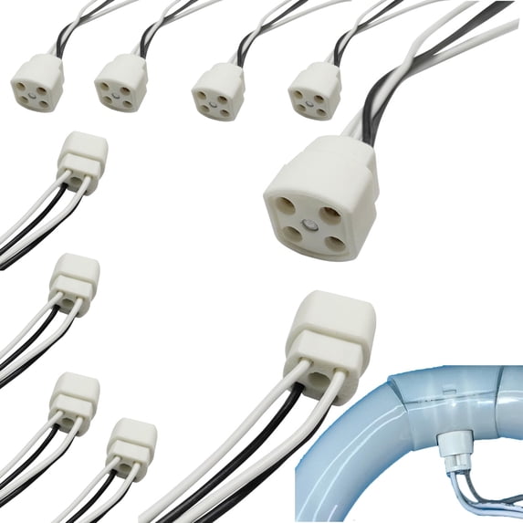 FSLiving 10PCS 25cm/9.84in Wire G10Q Ceramic Base Lamp Holder G10Q 4-Pin Circline Round Fluorescent LED Tube Lamp Ceiling Light Socket FC8T9/DL Circline Fluorescent Lamps (Pack of 10)