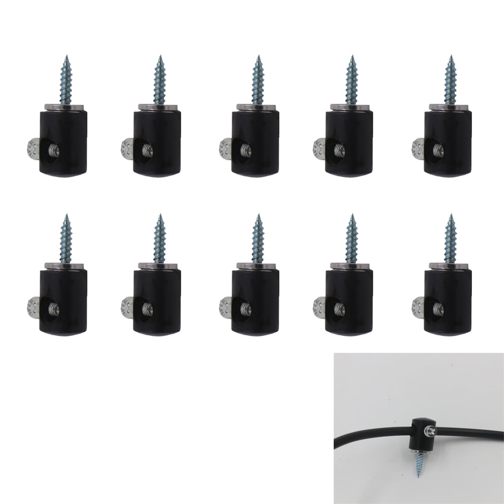 FSLiving 10Pcs Wire Fastener Cable Clip Wire Clamp Cable Organizer Cord Holder with Screws for Wall Wire Management - Black