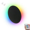 thumbnail image 1 of FSLiving 11.8" Circular LED Wall Lamp Battery Operated Remote Control Wall Sconces Restaurant Background Light Black Iron Shade Lighting Fixtures Dimmable RGB Color for Home Decor - 1 Pack, 1 of 7