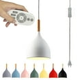 thumbnail image 1 of FSLiving 15 Feet Plug-in UL Listed On/Off Switch Cord with Remote Control Stepless dimming Bulb Included Macarons White Al Shade Nordic Style Chandelier Decorative Pendant Light-1 Light, 1 of 7