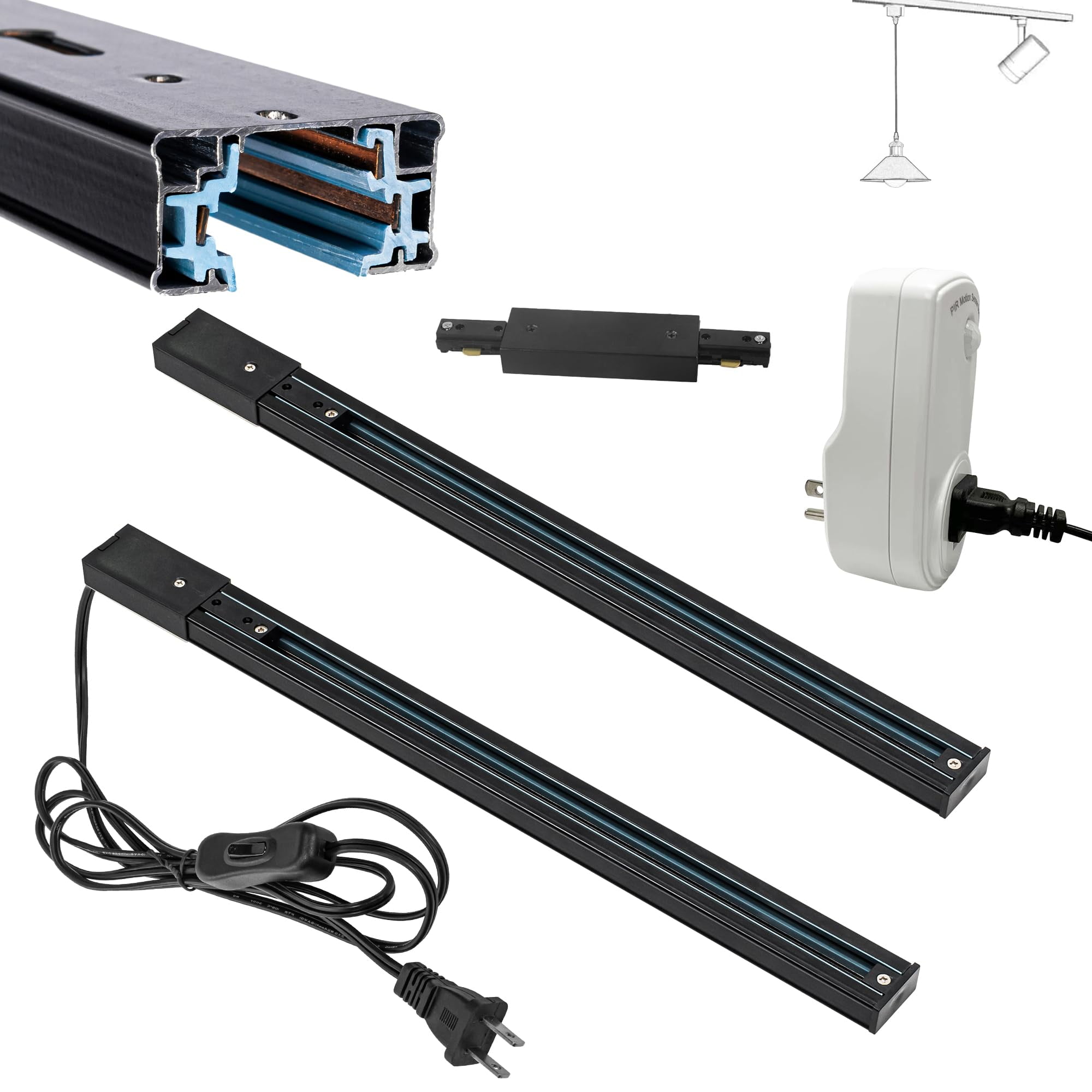 FSLiving 19.4Inches H Track with Plug in Cord Motion Sensor, 120V