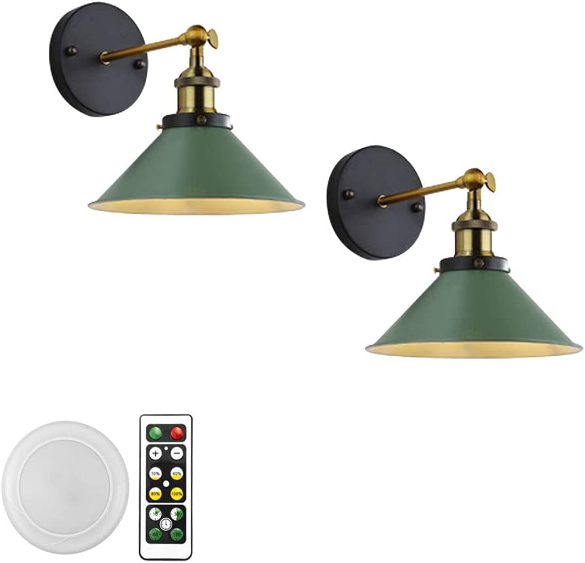 FSLiving 2-Lights LED Wall Sconce, Remote Control, Battery Operated ...