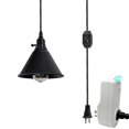 thumbnail image 1 of FSLiving 2Way Knob Turn on Off Settings Handle Pendant Lighting Swag with 15ft Plug-in Dimmer Switch Cord Motion Sensor Light Industrial Bulb Guard Cone Shape Iron for Room Sloped Vaulted Ceiling, 1 of 9