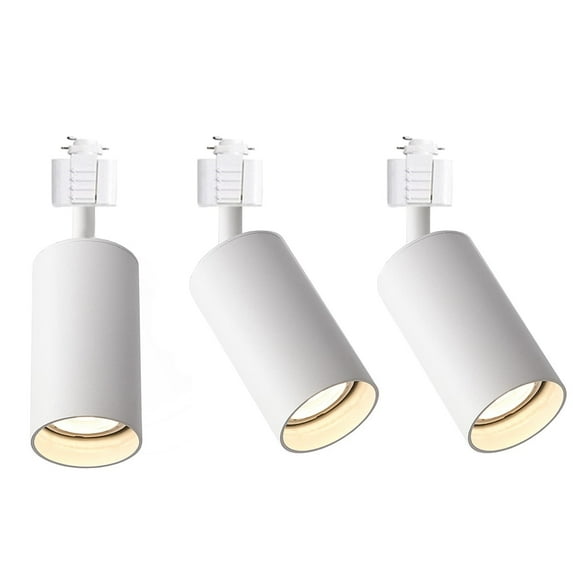 FSLiving 3-Lamps Modern Track Lighting H-Type Track Head Metal Adjustable Angle Track Light Fixture Spot Light for Mirror Front Hallway Loft Wall Art Warm White Light GU10 Bulb Included - White