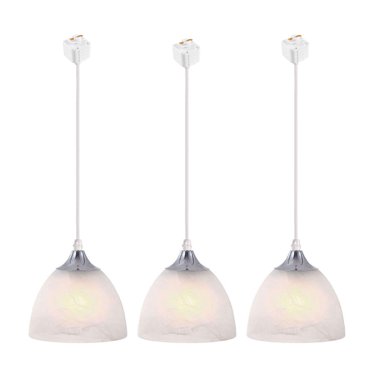 AUTO Adjustable Height H-Type Track Lighting Pendants With Modern Clear Glass Globe Shape Hand-Made Shade,3-Lights 4ft Cord Wood Finished E26 Socket