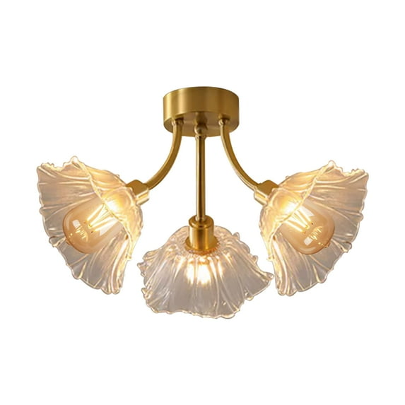 FSLiving 3 Lights RV Hardwired Glass Wall Light with 12V RV Decorative Light RV Ceiling Light Dome Shape Ceiling Mount, E26 2700K Bulb Included Industrial Semi Flush Mount for RV Camper, Copper