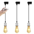 thumbnail image 1 of FSLiving 3-Pack 2-Wire Track Light Pendants Black Cord Iron E26 Smart LED Edison Bulbs with Timer Track Mount Pendant Light Decorate Customizable for Living Room DIY Project,9 Colors,Chrome, 1 of 9