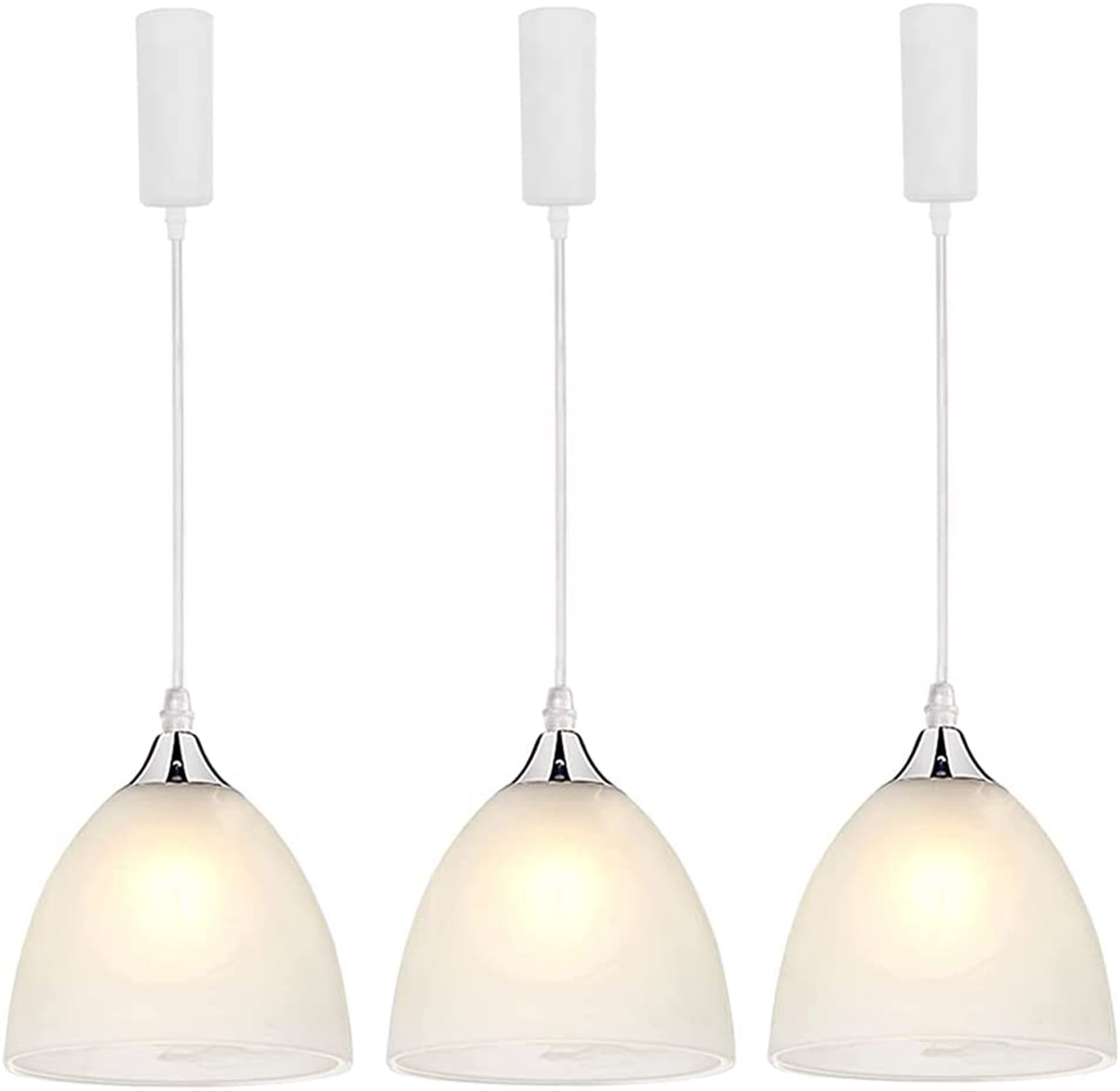 FSLiving 3 Pack Adjustable Wire Length Frosted White Glass H Type