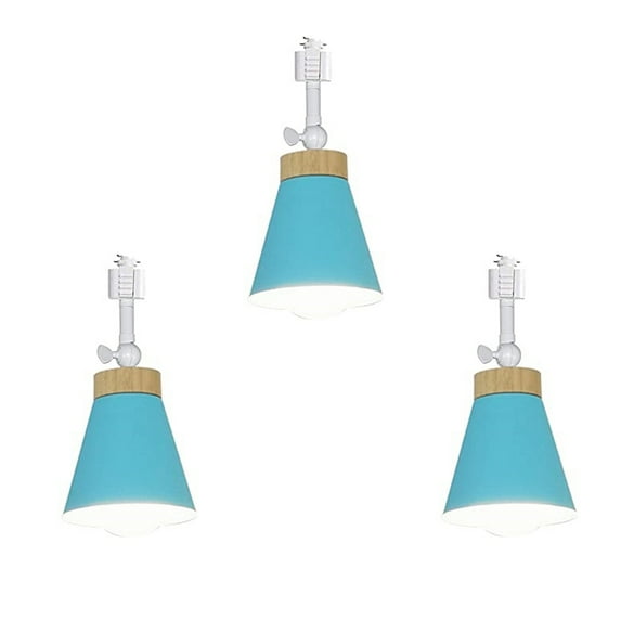 FSLiving 3-Pack Retro Style Mini Adjustable Angle H-Type Track Head Lighting E26 Base Metal Ceiling Light Track Light Fixture for Gallery Mirror Front Office Loft Bulb and Track Not Included - Blue