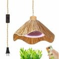 thumbnail image 1 of FSLiving 30W Full-spectrum Lamp with 4 W Fan Timer Swag Hanging BOHO Plant Growing Light by Remote Control Plug-in Hemp Rope Cord Dimmable Natural Cone Shade for Indoor Planting Portable, 1 of 7
