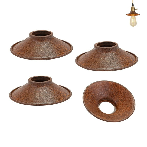 FSLiving 4-Pack Mini 4.7" Industrial Retro Bulb Guard Rust Hanging Ceiling Semicircle DIY Light Shade Decorative Replacement Lamp Shade for Pendant Light Table Lamp Wall Sconce