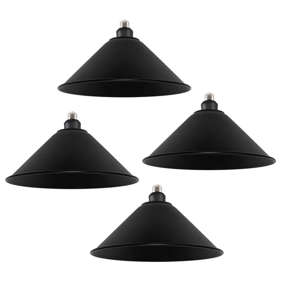 FSLiving 4-Packs 11.8" E26 to E26 Screw-in Black LampShade Industrial Replacement, Iron Rustic Cone Shape Cover, DIY Torchiere Shade Decorative for Kitchen Ceiling Pendants Table Lamp Wall Sconce