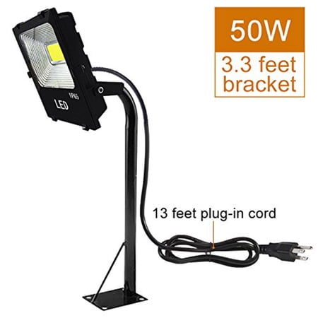 FSLiving 50W LED Outdoor Spotlight Included 3.3 Feet Bracket 13ft US Plug-in Cord Waterproof Landscape Lighting for Shop Sign Billboards Courtyard Garden Pathway Lights - 1 Light