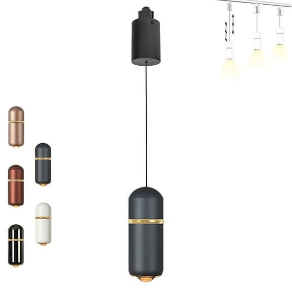 FSLiving 7W Adjustable Levitate Track Pendant Light H-Type Retractable Lift Pendant Light with Modern Aluminum&Acrylic Shade Indoor Island Light Adjustable Length for Loft,Grey - 1 Light