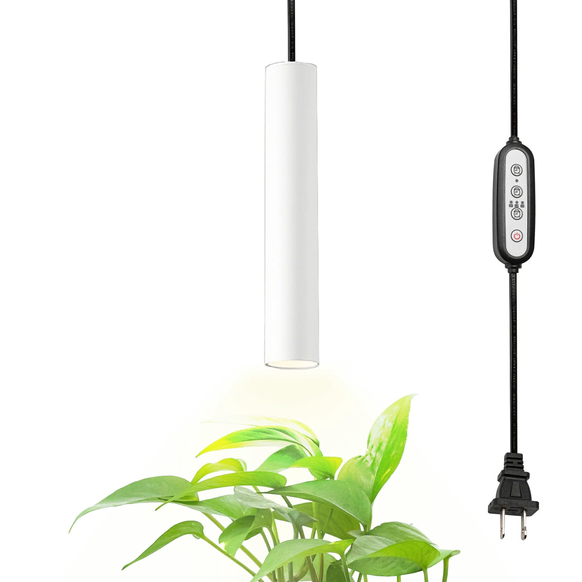 FSLiving 7W LED Swag Linear Look White Hanging Full Spectrum Plug-in ...