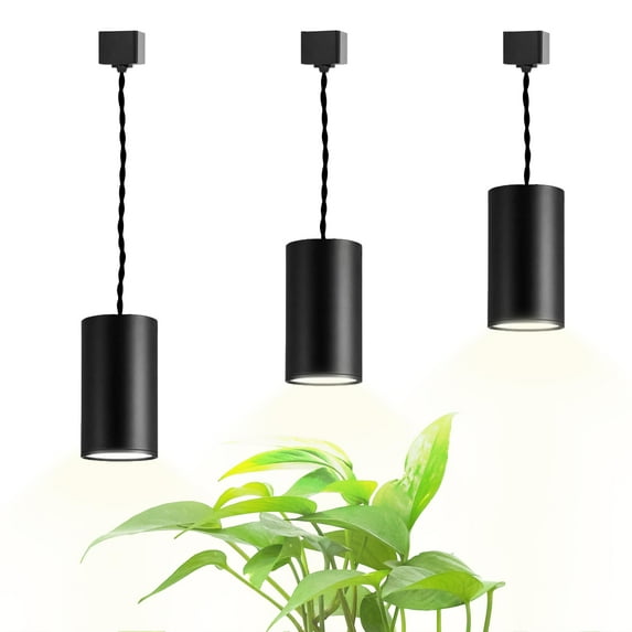 FSLiving 7W LED Track Linear Look Pendant Lights H-Type Track Light with Adjustable Height LED Linear Style for Dining Room Kitchen 3 Lights Idea for Large Plant Light Customizable Black 7.87 in