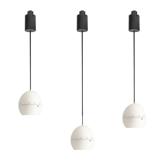 FSLiving 7W Zoomable Track Pendant Light J-Type Retractable Lift Droplight with Aluminum Globe Shade Focusable Spotlight Indoor Island Light Adjustable Length Lamp for Decor,White - 3 Pack